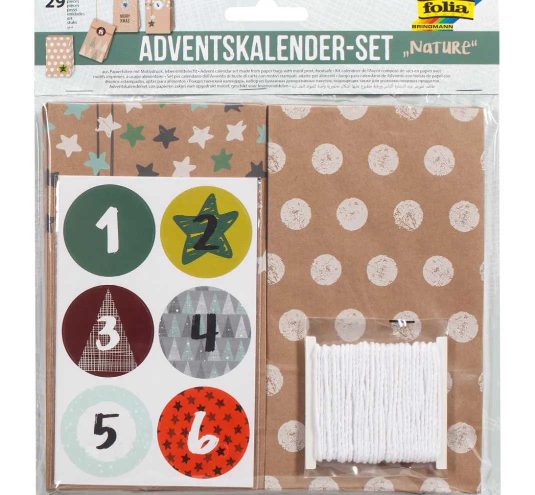 folia Tüten & Anhänger|Papier-Bastelsets>Adventskalender-Set "Nature"