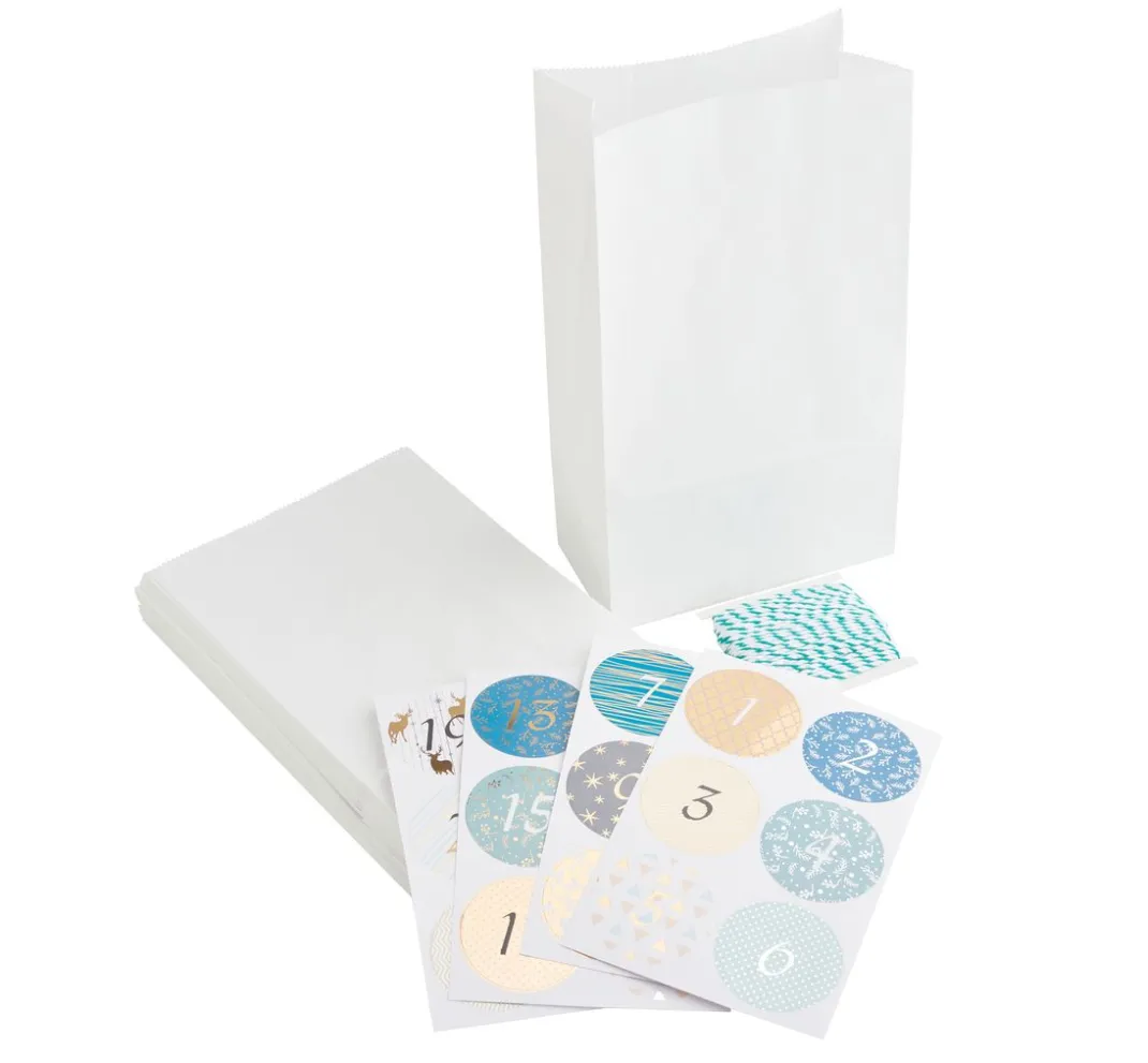 folia Tüten & Anhänger|Papier-Bastelsets>Adventskalender-Set "Weiß"