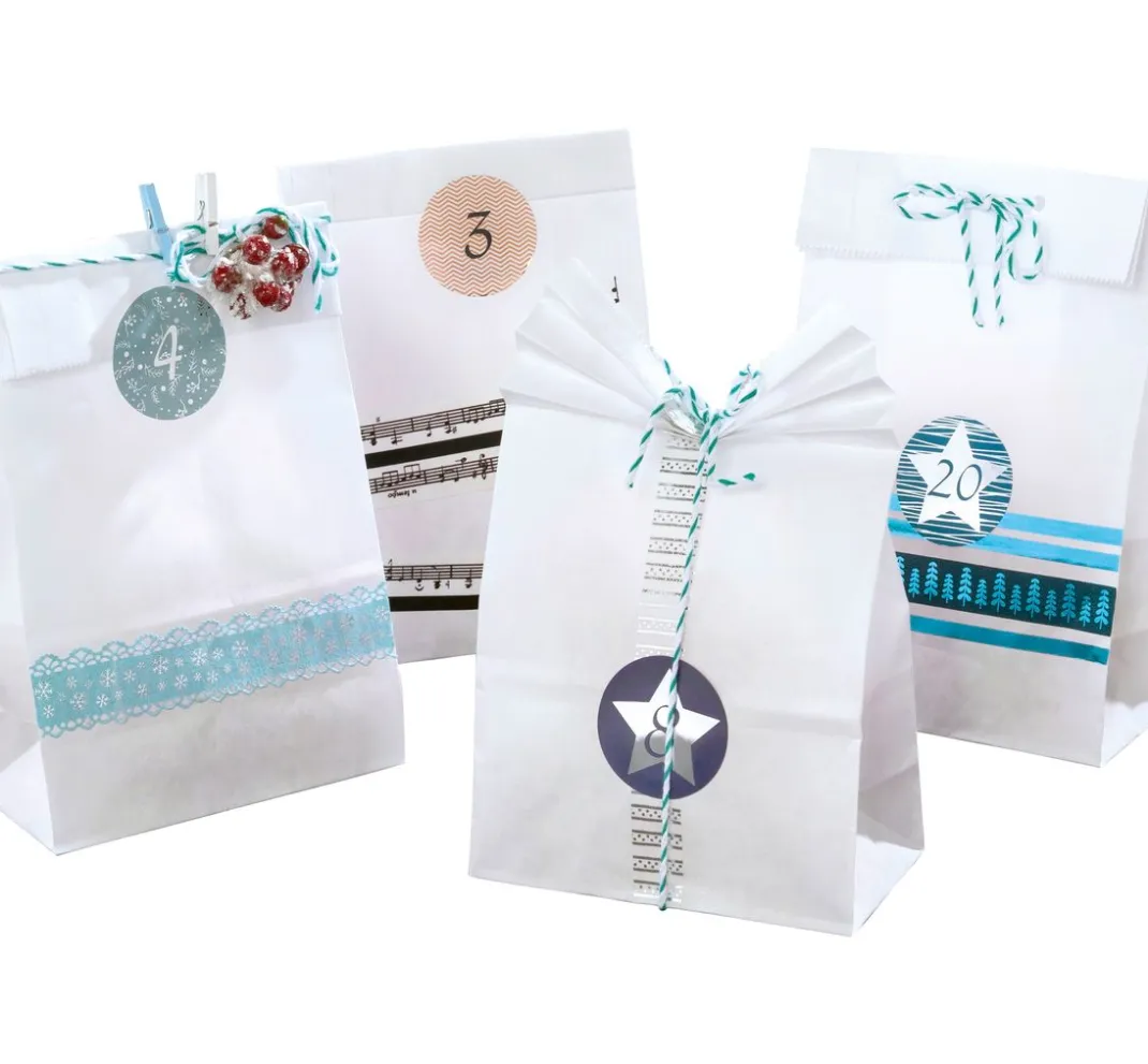 folia Tüten & Anhänger|Papier-Bastelsets>Adventskalender-Set "Weiß"