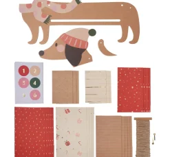 folia Adventskalender|Papier-Bastelsets>Adventskalender-Set "Weihnachtsdackel"