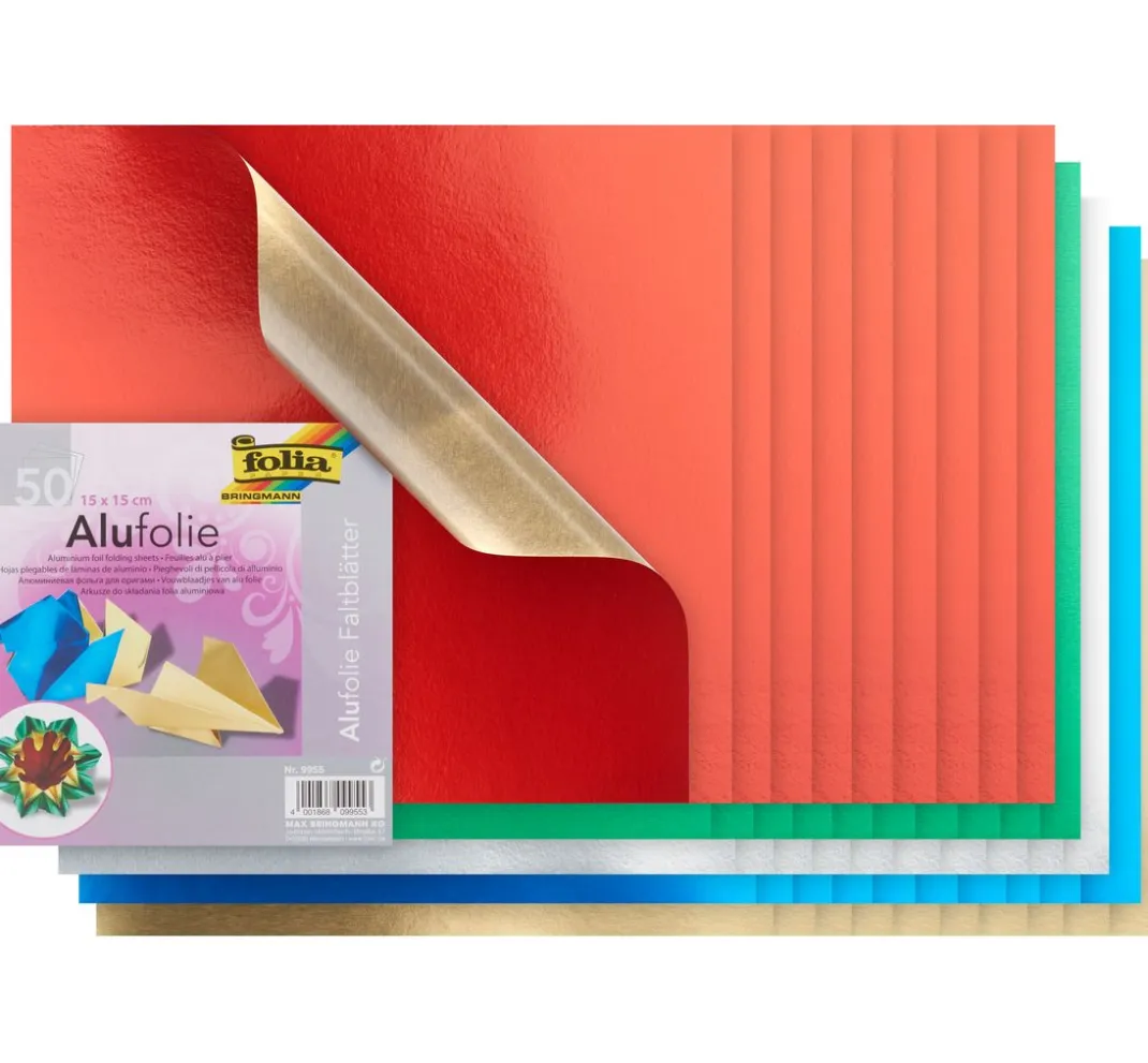 folia Falt- & Origamipapier|Alu-Bastelfolie>Alu-Faltblätter, 10 x 10 cm