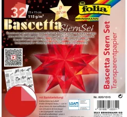 folia Papier-Bastelsets|Falt- & Origamipapier>Bascetta-Stern Set "Transparentpapier", Rot