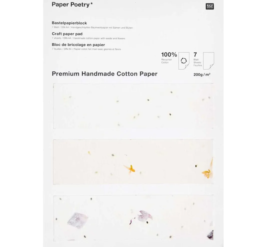 Rico Design Spezialpapier & -Karton|Farb- & Motivblöcke>Bastelblock "Handgeschöpftes Baumwollpapier"