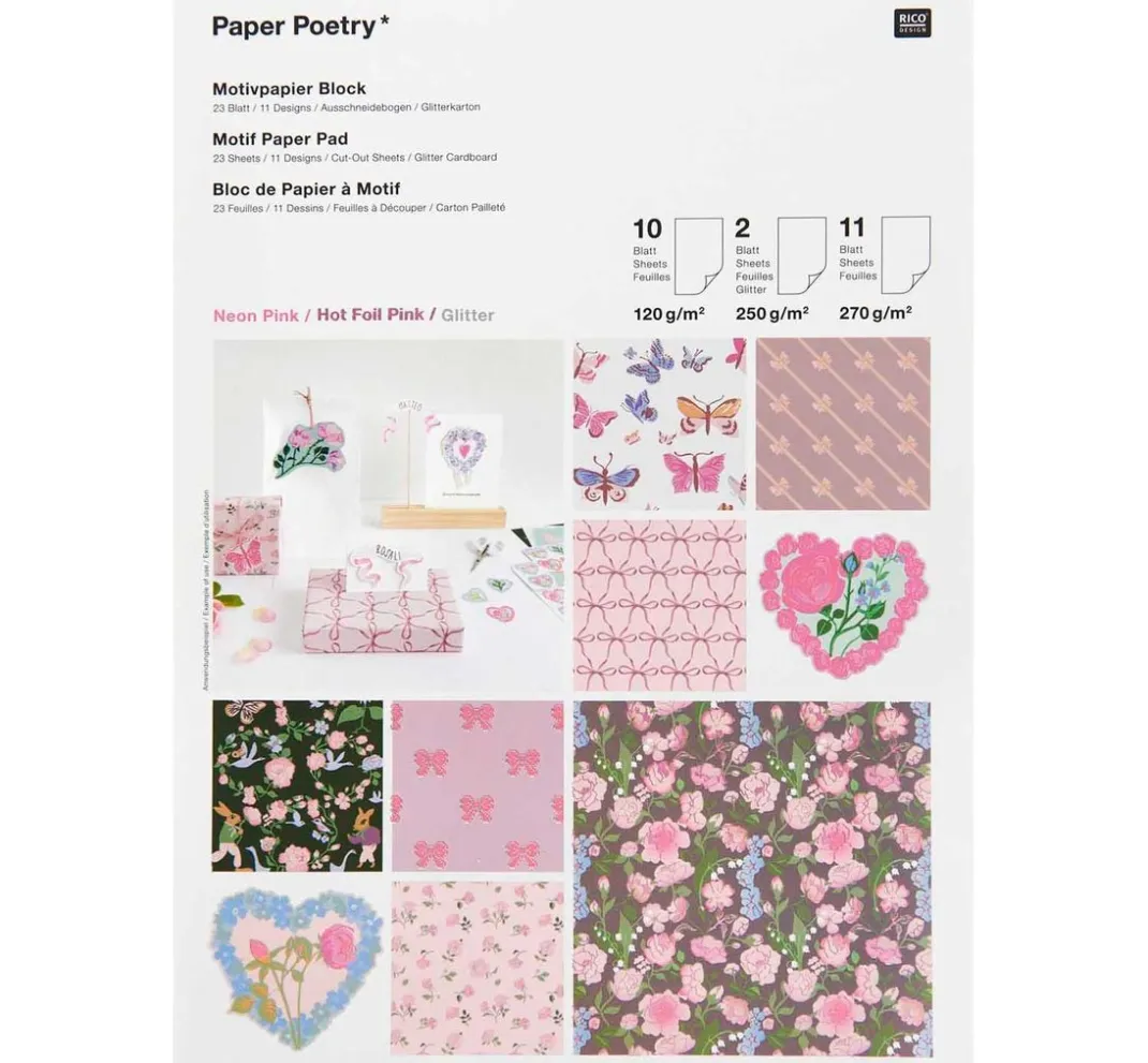 Rico Design Farb- & Motivblöcke>Bastelpapier-Block "La Vie En Rose"