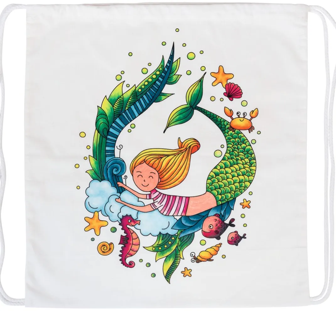 Kinder KNORR prandell Malsets|Textil-Design>Bastelset Sportbeutel und Schlampermäppchen "Mermaid"