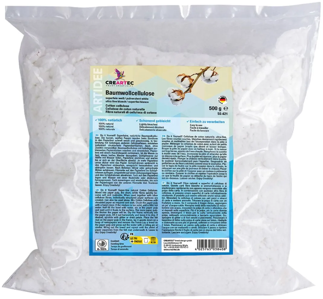 CREARTEC Papierschöpfen|Weiteres>Baumwollcellulose, superfein