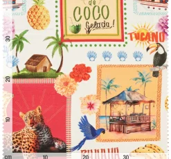 Globaltex Stoff Meterware|Baumwollstoff>Baumwoll-Stoff "Agua de Coco"