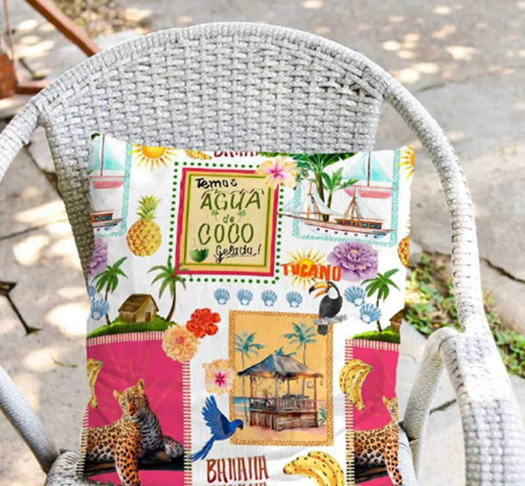 Globaltex Stoff Meterware|Baumwollstoff>Baumwoll-Stoff "Agua de Coco"