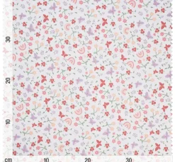 VBS Marktplatz Stoff Meterware|Baumwollstoff>Baumwoll-Stoff "Blumen, Regenbogen und Schmetterlinge"