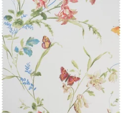 Globaltex Stoff Meterware|Baumwollstoff>Baumwoll-Stoff "Blumenwiese mit Schmetterlingen"