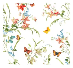 Globaltex Stoff Meterware|Baumwollstoff>Baumwoll-Stoff "Blumenwiese mit Schmetterlingen"