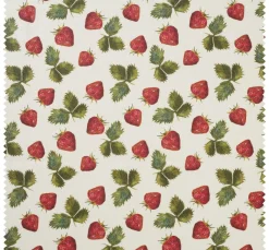 Globaltex Beschichteter Stoff|Stoff Meterware>Baumwoll-Stoff "Erdbeeren", Acryl beschichtet