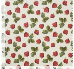 Globaltex Beschichteter Stoff|Stoff Meterware>Baumwoll-Stoff "Erdbeeren", Acryl beschichtet