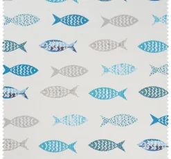 Globaltex Beschichteter Stoff|Stoff Meterware>Baumwoll-Stoff "Fische", Acryl beschichtet