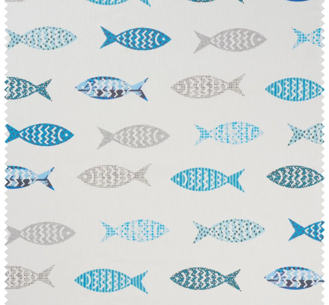 Globaltex Beschichteter Stoff|Stoff Meterware>Baumwoll-Stoff "Fische", Acryl beschichtet