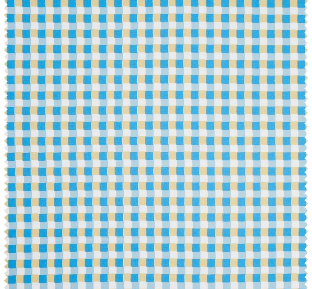 VBS Marktplatz Beschichteter Stoff|Stoff Meterware>Baumwoll-Stoff "Karo-Blau" Acryl beschichtet
