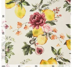 Globaltex Stoff Meterware|Baumwollstoff>Baumwoll-Stoff "Lemon and Roses"
