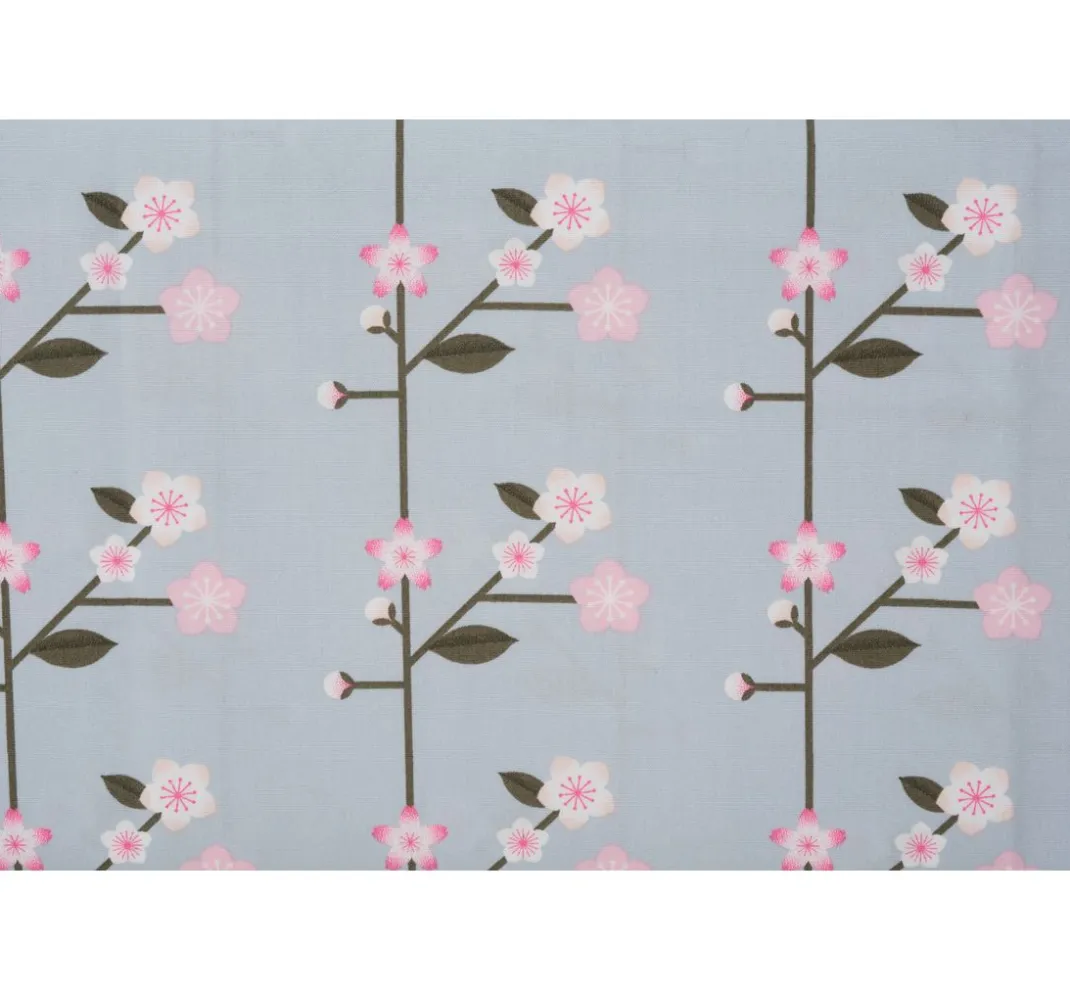 Rico Design Stoff Meterware|Baumwollstoff>Baumwoll-Stoff Popeline "Sakura Zweige Smoke Blue"
