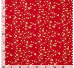 VBS Marktplatz Weihnachtsstoffe|Stoff Meterware>Baumwoll-Stoff "Sterne", Rot