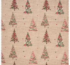 Globaltex Stoff Meterware|Weihnachtsstoffe>Baumwoll-Stoff "Weihnachtsbäume", Acryl beschichtet