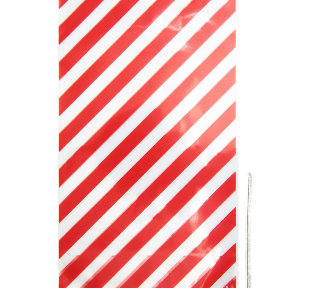 Rico Design Backen|Schutzhüllen & Zellglasbeutel>Bodenfaltenbeutel "Rote Streifen" mit Verschlussband