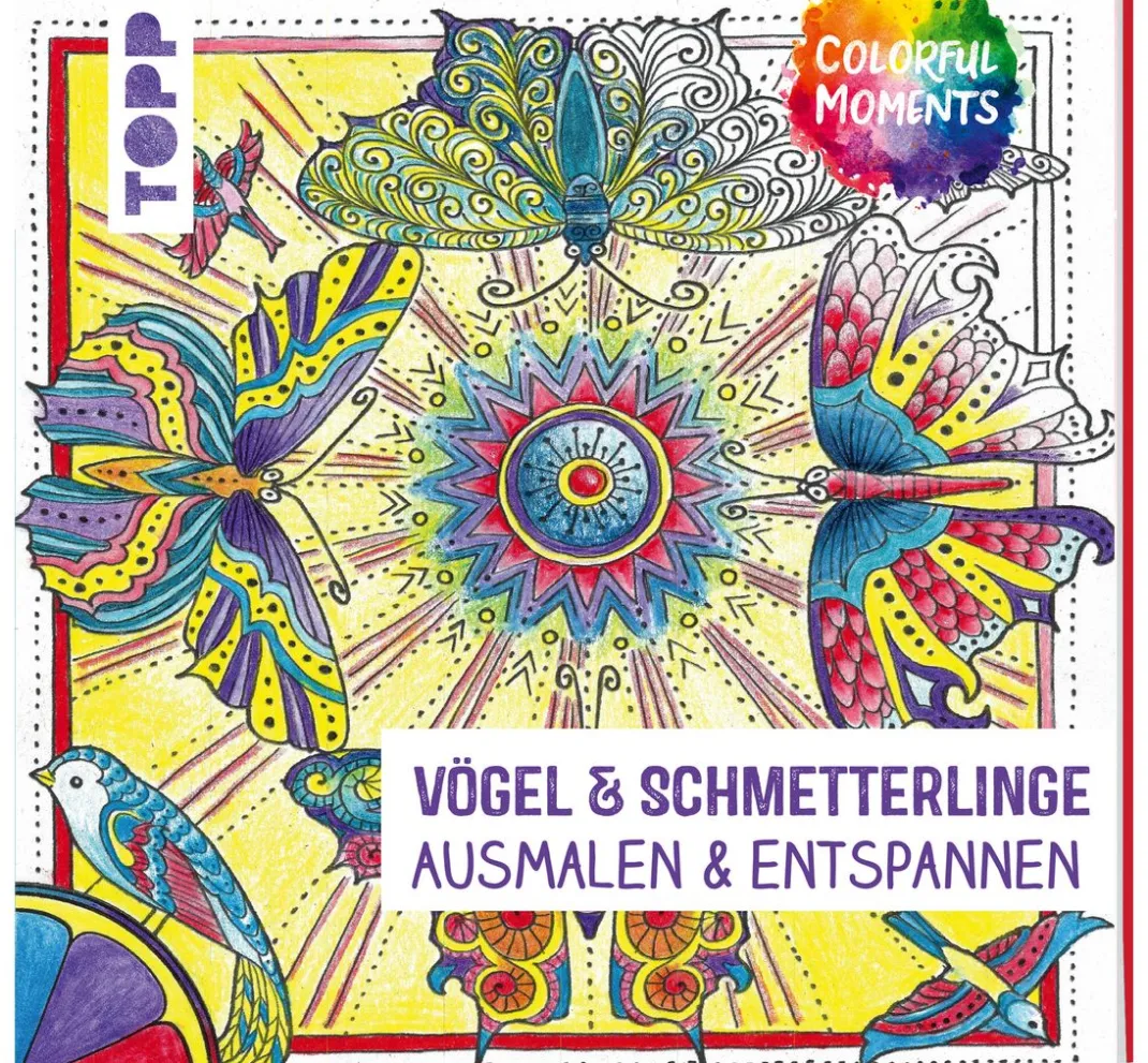 Kinder Topp Kinderbücher|Ausmalbücher>Buch "Colorful Moments - Vögel & Schmetterlinge"