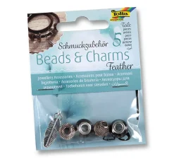 folia Anhänger & Charms|Scrapbooking>Charms "Feather", 5tlg.