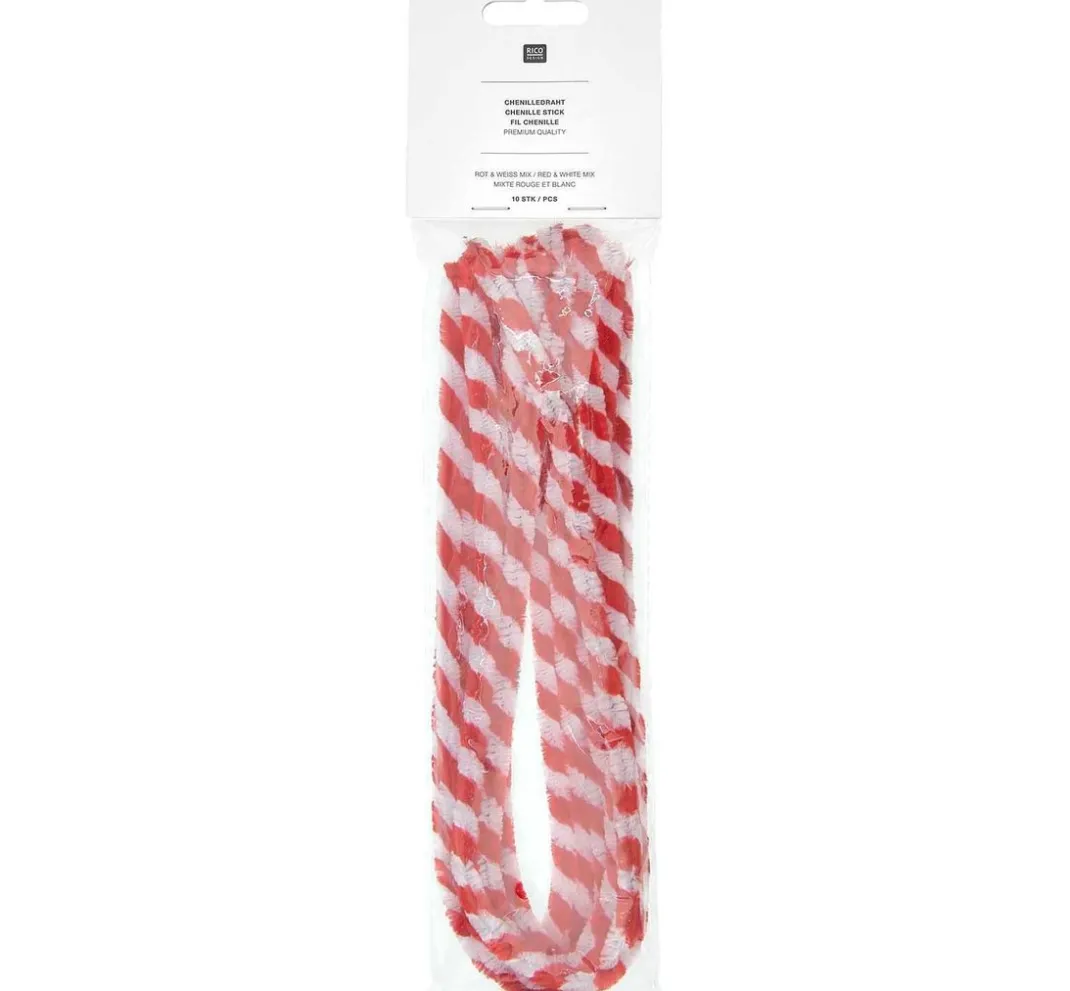 Rico Design Bastelzubehör>Chenilledraht "Rot/Weiß", 10 Stück