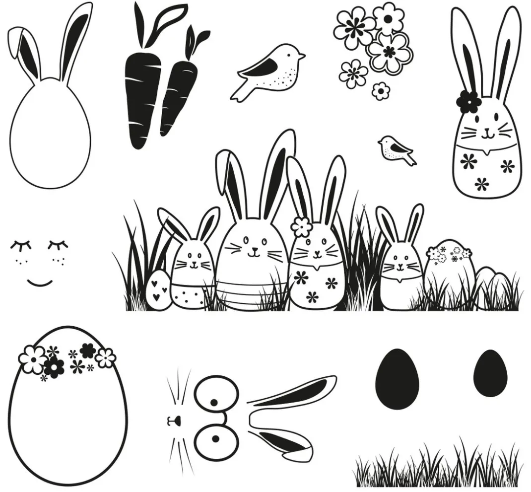 Rayher Stempel & Zubehör|Kartengestaltung>Clear Stamps "Hasenfamilie"