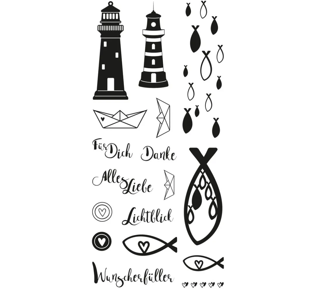 Rayher Kartengestaltung|Scrapbooking>Clear Stamps "Leuchtturm, Fische & Co"