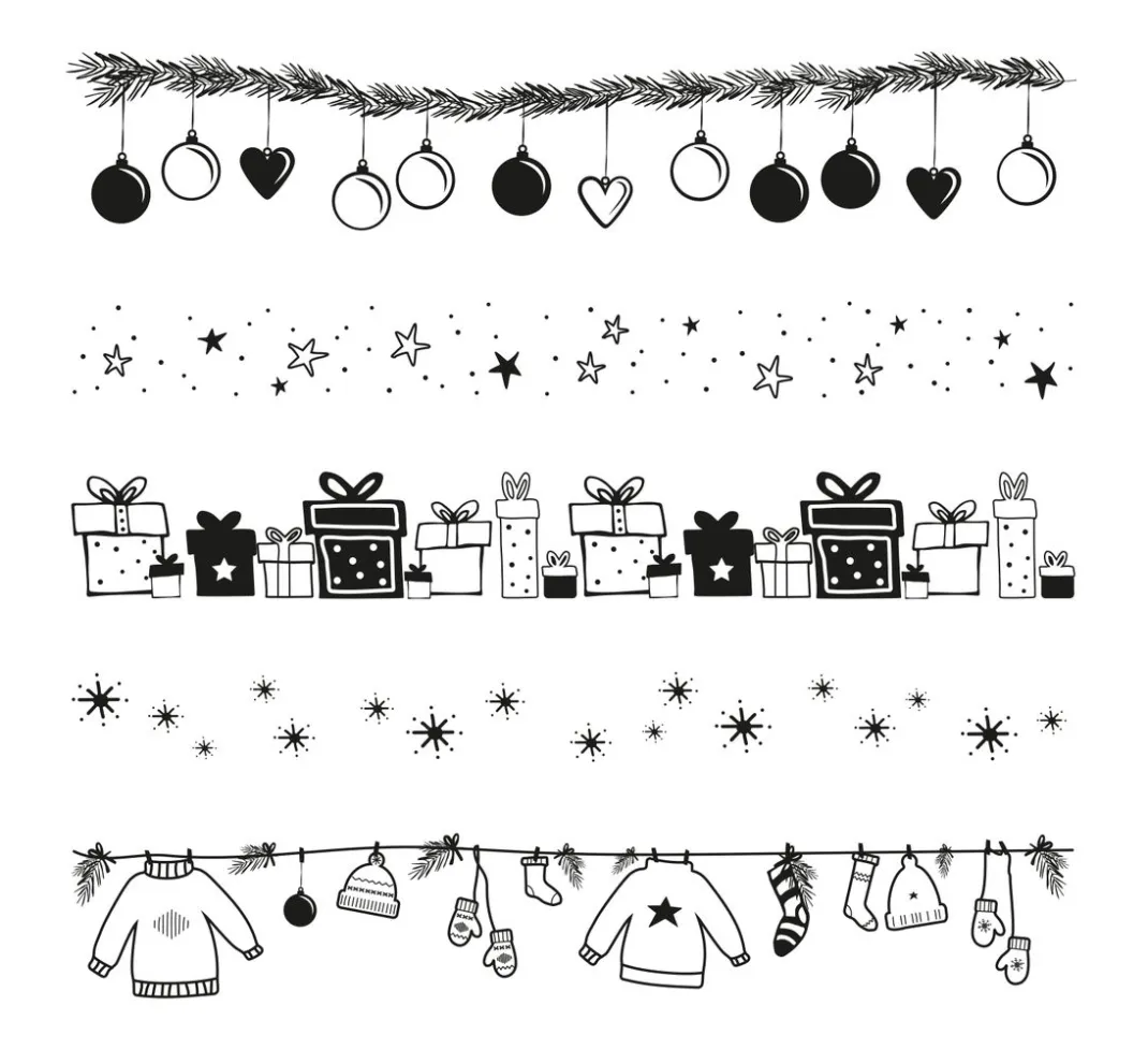 Rayher Stempel & Zubehör|Scrapbooking>Clear Stamps "Weihnachtsbordüren"