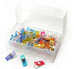 Clover Patchwork|Nähwerkzeug>Stoffklammern "Wonder Clips", 50 Stück, farbig sortiert, in Kunststoffbox
