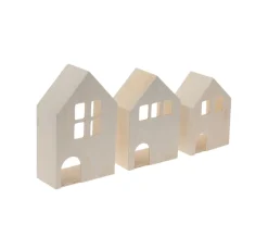 stafil Holz, Mdf & Pappmaché|Serviettentechnik>3D Holzhäuschen, 3er-Set