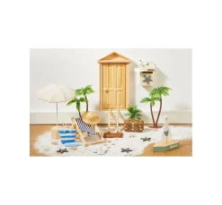 HobbyFun Miniaturen|Dekofiguren & -Objekte>Deko-Liegestuhl aus Holz, blau/weiß