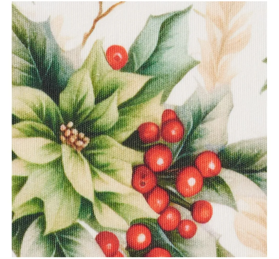 VBS Marktplatz Stoff Meterware|Weihnachtsstoffe>Dekostoff Leinenoptik "Ilexbeeren"