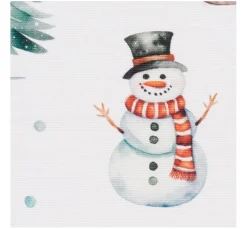 VBS Marktplatz Stoff Meterware|Weihnachtsstoffe>Dekostoff Leinenoptik "Schneemann mit Schlitten"
