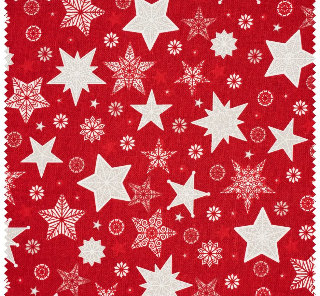 VBS Marktplatz Weihnachtsstoffe|Dekostoff>Dekostoff Leinenoptik "Sterne"