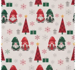 VBS Marktplatz Stoff Meterware|Weihnachtsstoffe>Dekostoff Leinenoptik "Wichtel und Tannen"