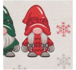 VBS Marktplatz Stoff Meterware|Weihnachtsstoffe>Dekostoff Leinenoptik "Wichtel und Tannen"