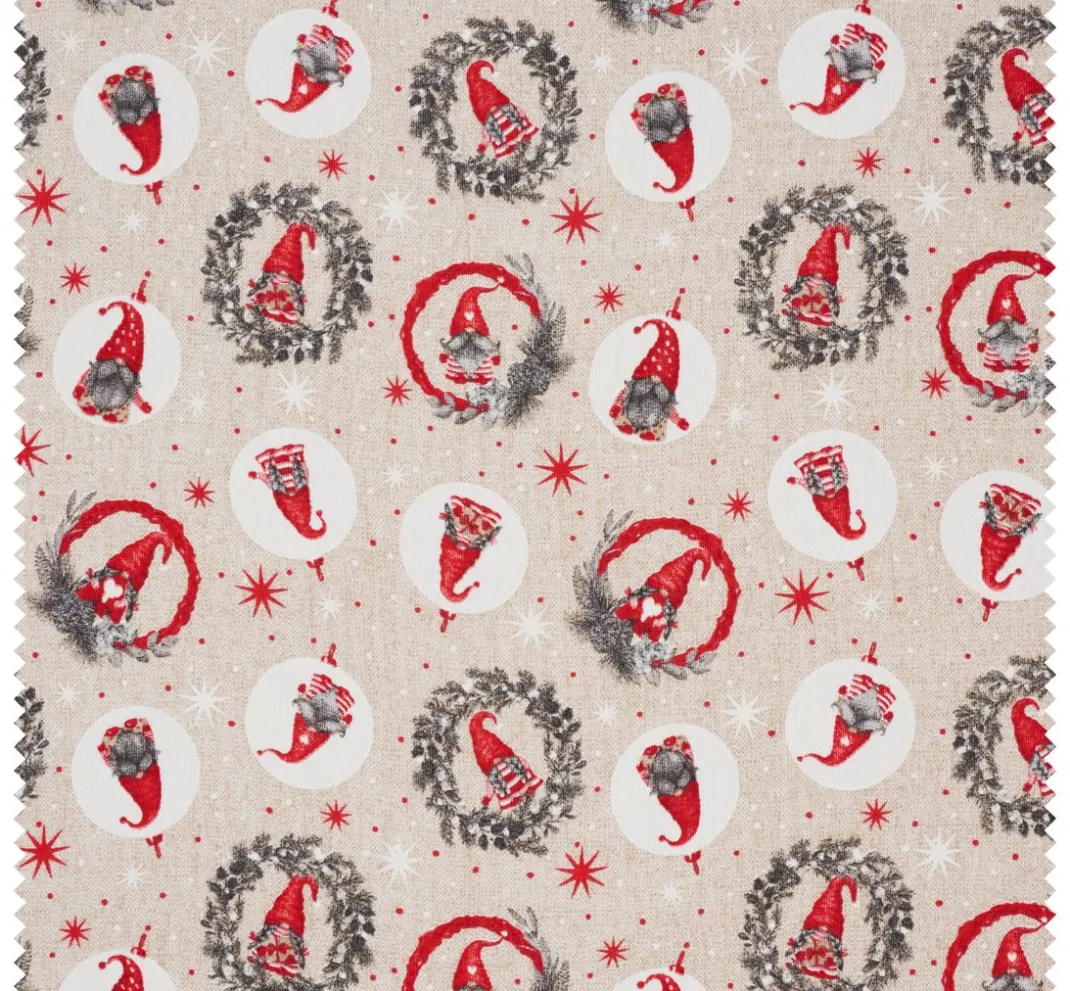 VBS Marktplatz Stoff Meterware|Weihnachtsstoffe>Dekostoff Leinenoptik "Wichtel"