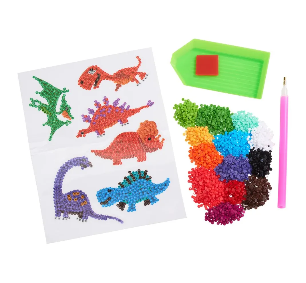 Kinder PRACHT Papier-Bastelsets|Diamond Karten & -Sticker>Diamond Painting Sticker Bastelset "Dinos"
