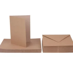 Craft UK Limited Karten & Umschläge|Kartengestaltung>Doppelkarten mit Umschlägen "Kraftpapier", 18 x 13 cm, 50 Stück