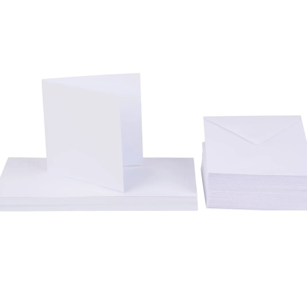 Craft UK Limited Karten & Umschläge|Kartengestaltung>Doppelkarten mit Umschlägen "Weiß", 10 x 10 cm, 50 Stück