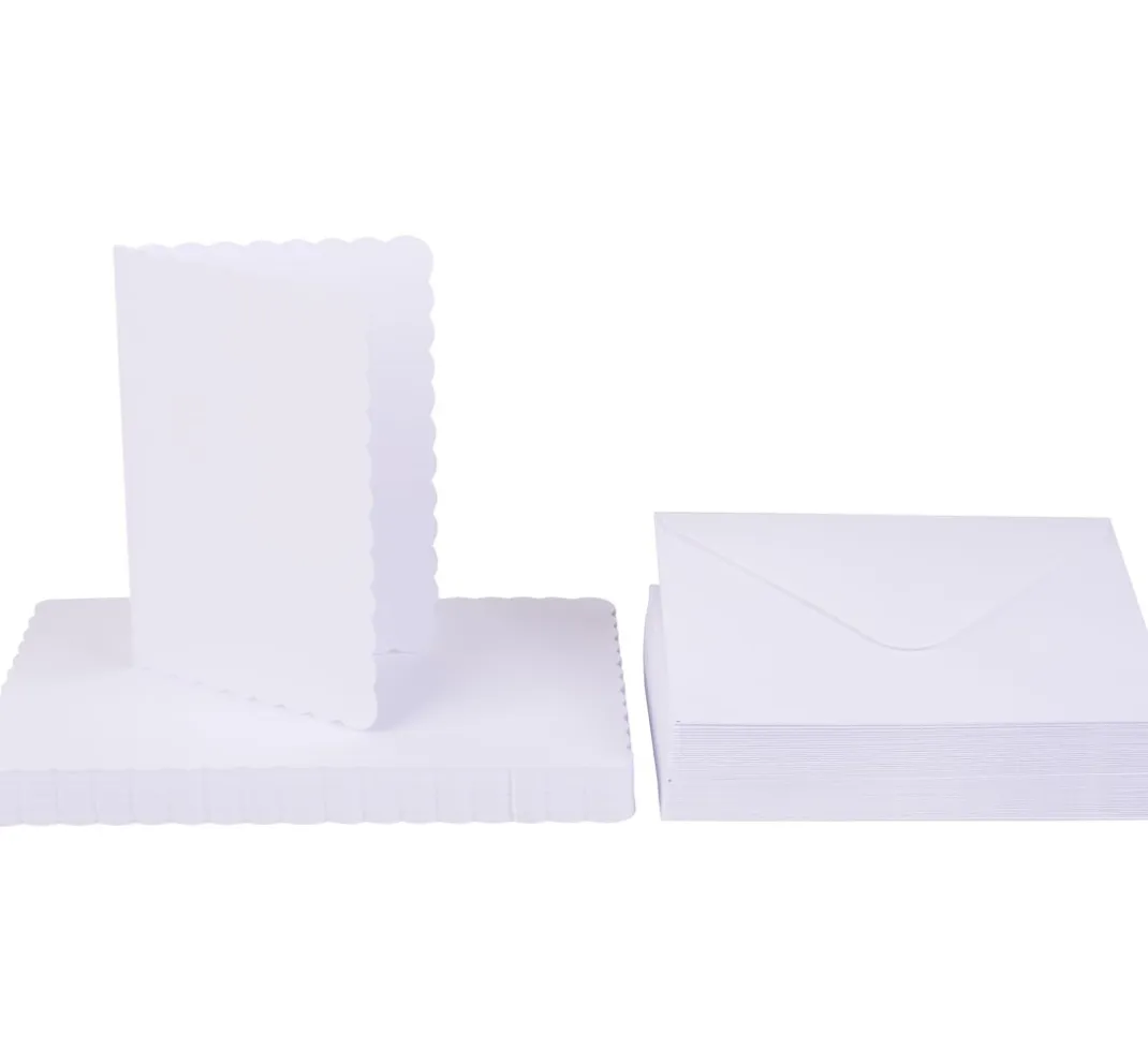Craft UK Limited Karten & Umschläge|Kartengestaltung>Doppelkarten mit Umschlägen "Wellenrand", DIN A6, 50 Stück