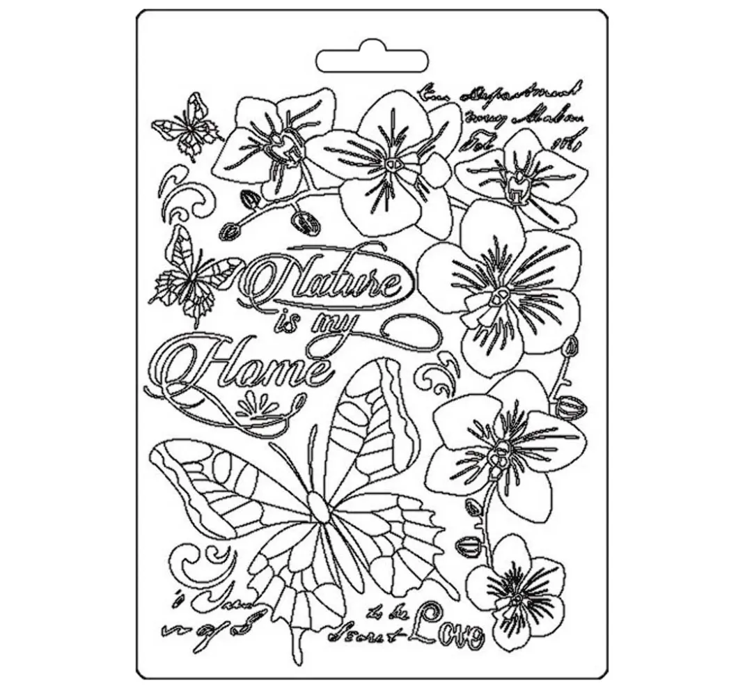 Kinder Stamperia Modellier-Werkzeuge|Weiteres>3D-Texturform "Orchidee & Schmetterling"