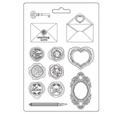 Kinder Stamperia Modellier-Werkzeuge|Weiteres>3D-Texturform "Shabby Rose - Letters & Seals"