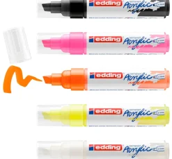 edding Stifte|Künstlerfarbe>5000 Acrylic "Acrylmarker - Neon", Breit, 5er-Set