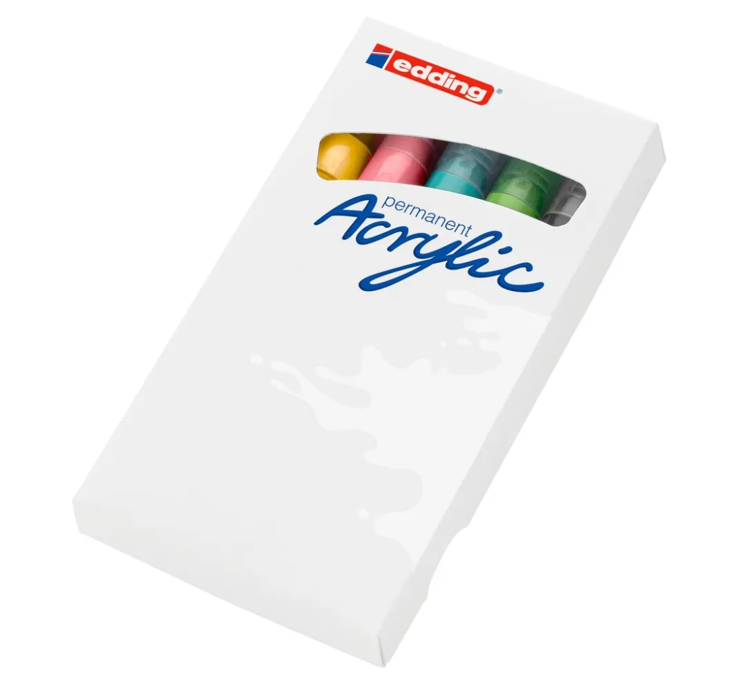 edding Stifte|Künstlerfarbe>5100 Acrylic "Acrylmarker - Pastell", Mittel, 5er-Set
