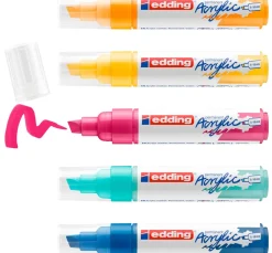 edding Stifte|Künstlerfarbe>5000 Acrylic "Acrylmarker - Abstrakt", Breit, 5er-Set