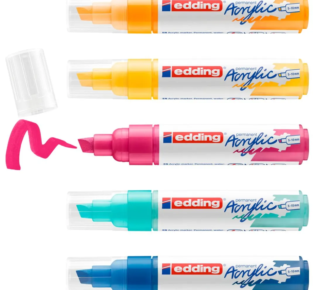 edding Stifte|Künstlerfarbe>5000 Acrylic "Acrylmarker - Abstrakt", Breit, 5er-Set